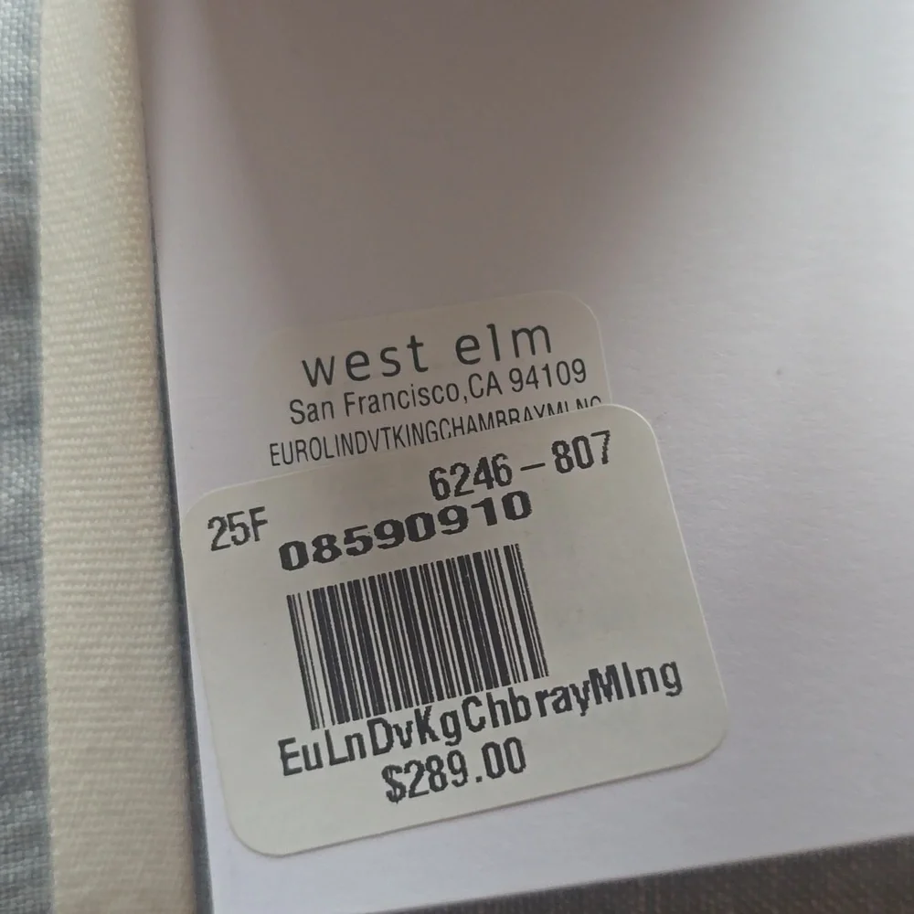 ❤️BUY 2 GET 1 FREE West Elm European Flax Linen Duvet Cover, King/Cal.King